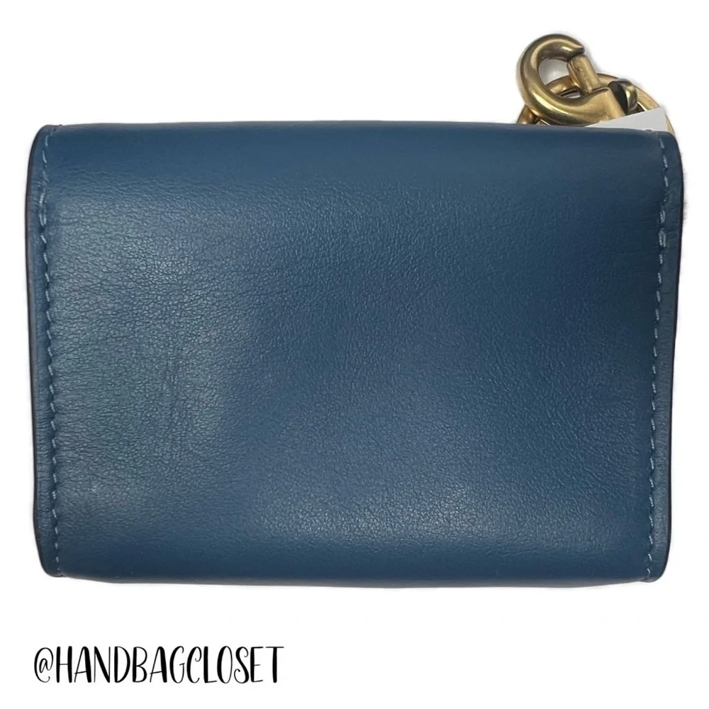 COACH Tea Rose Mini Parker Card Case Key Pouch With Snakeskin Detail Bag